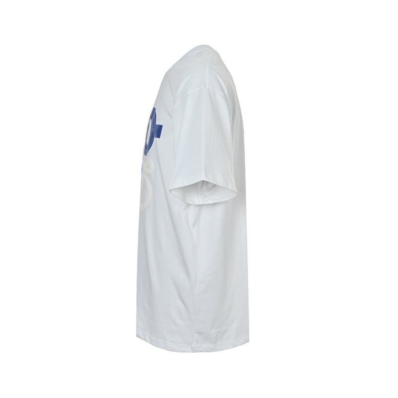 White Oversized T-Shirt with Blue Logo Print view