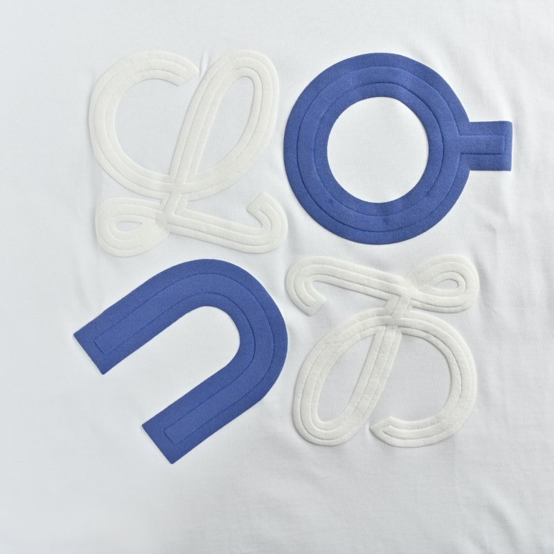 White Oversized T-Shirt with Blue Logo Print view