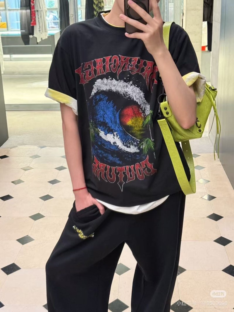 Black Graphic Print Short Sleeve T-Shirt with Colorful Dragon Design view