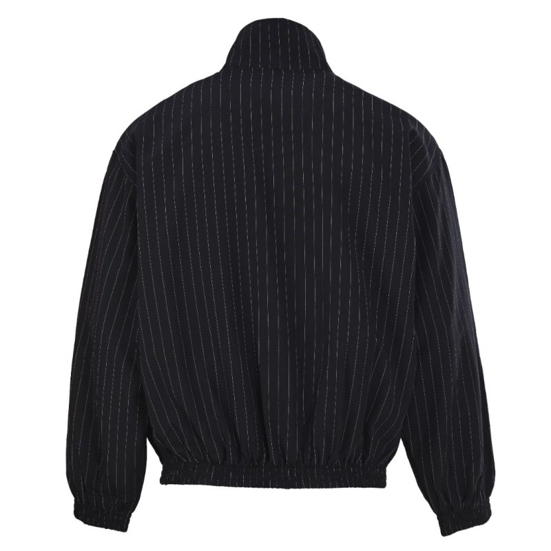 Black Oversized Puffer Jacket with Embroidered Detail view