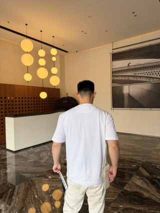Prada White Short Sleeve T-Shirt with Chest Logo view 2