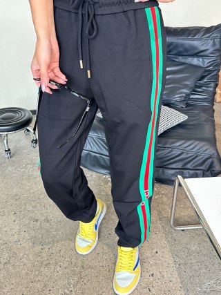 Gucci Black Track Pants with Green-Red-Green Web Stripe