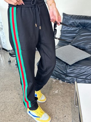 Gucci Black Track Pants with Green-Red-Green Web Stripe view 3