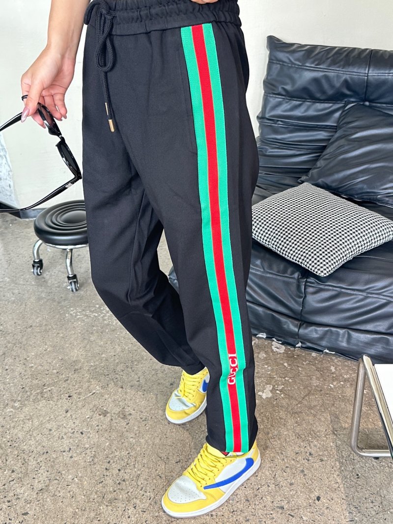 Gucci Black Track Pants with Green-Red-Green Web Stripe view