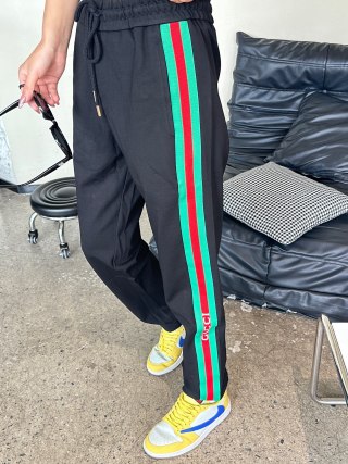 Gucci Black Track Pants with Green-Red-Green Web Stripe view 4