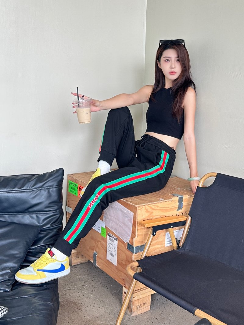 Gucci Black Track Pants with Green-Red-Green Web Stripe view