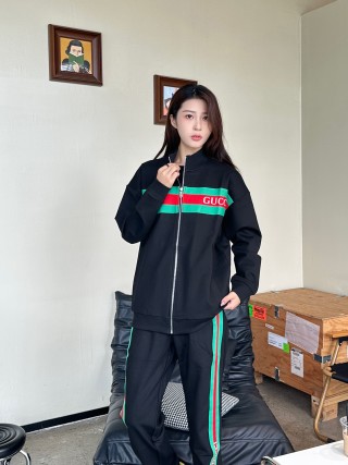 Gucci Black Track Pants with Green-Red-Green Web Stripe view 7