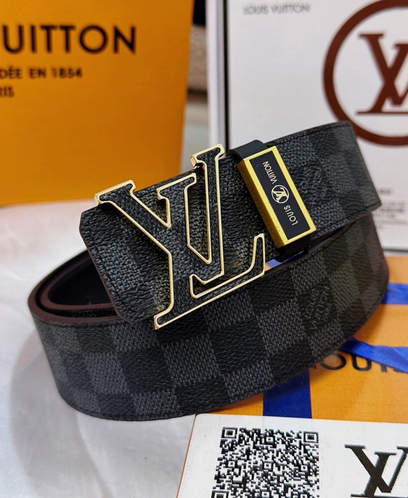 Louis Vuitton Damier Graphite LV Logo Belt Black