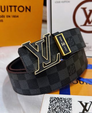 Louis Vuitton Damier Graphite LV Logo Belt Black