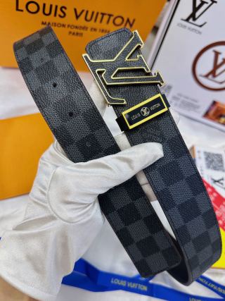 Louis Vuitton Damier Graphite LV Logo Belt Black view 6