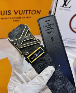 Louis Vuitton Damier Graphite LV Logo Belt Black view 7