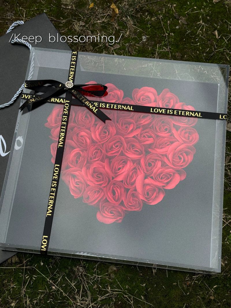 Heart-Shaped Preserved Rose Acrylic Box – Red view