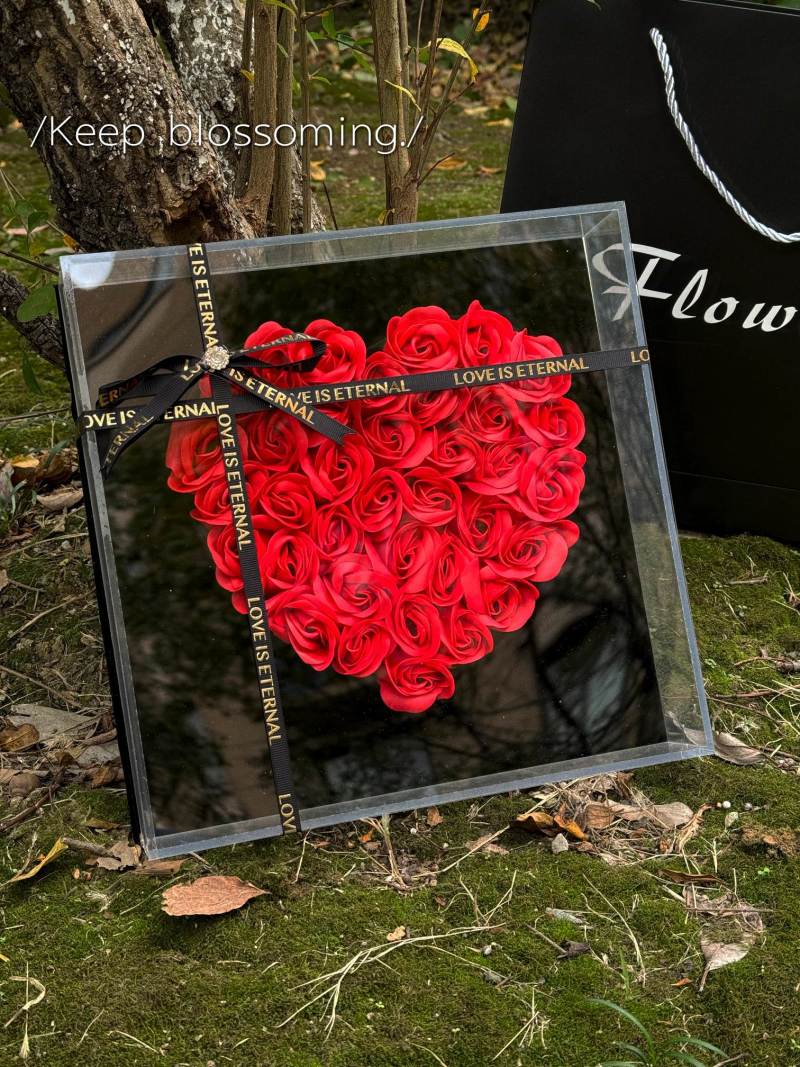 Heart-Shaped Preserved Rose Acrylic Box – Red view