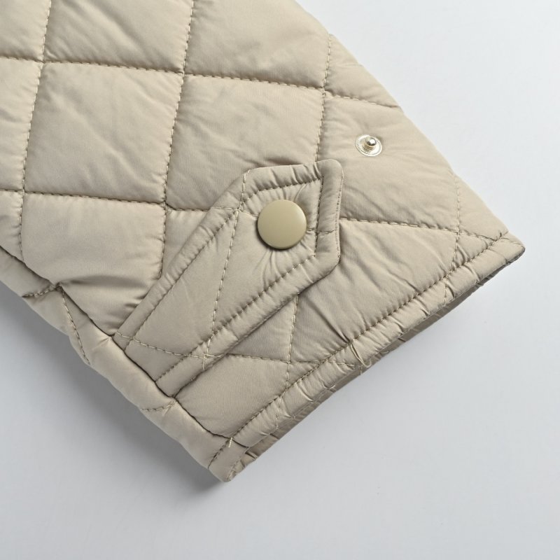 Cream Quilted Puffer Jacket with Contrast Trim view