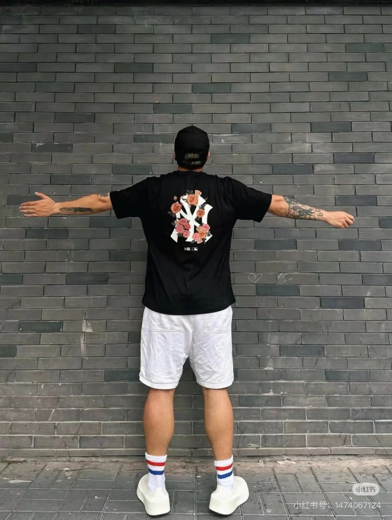 MLB Floral Rose Back Print Oversized Black T-Shirt view