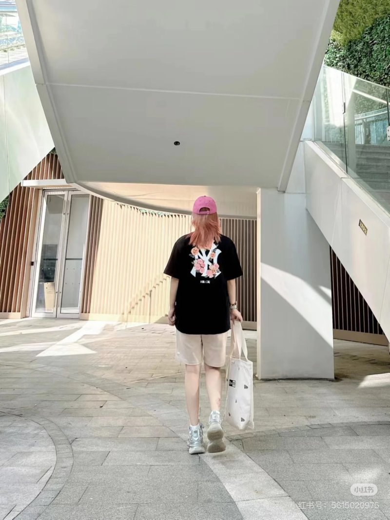 MLB Floral Rose Back Print Oversized Black T-Shirt view