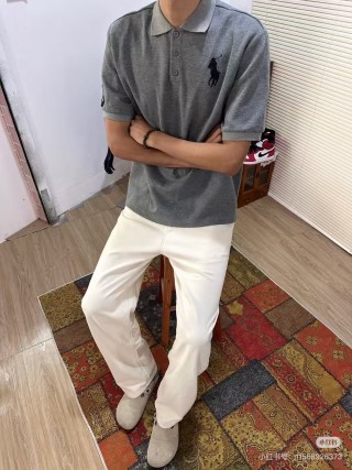 Ralph Lauren Polo Shirt Grey with Embroidered Logo view 4