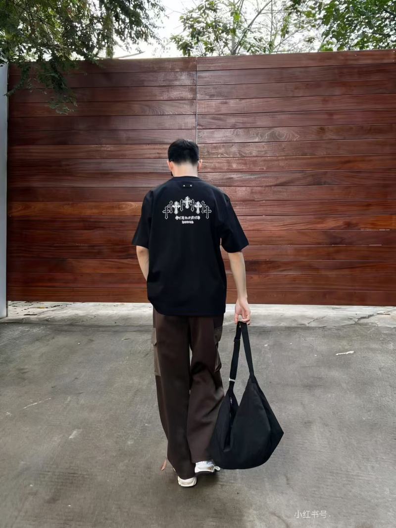 Chrome Hearts Sanskrit Cross Embroidered Black T-Shirt