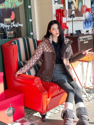 Gucci GG Monogram Brown Down Puffer Jacket view 2
