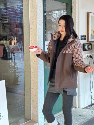 Gucci GG Monogram Brown Down Puffer Jacket view 5