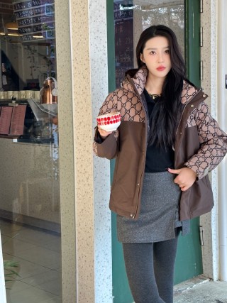 Gucci GG Monogram Brown Down Puffer Jacket view 6