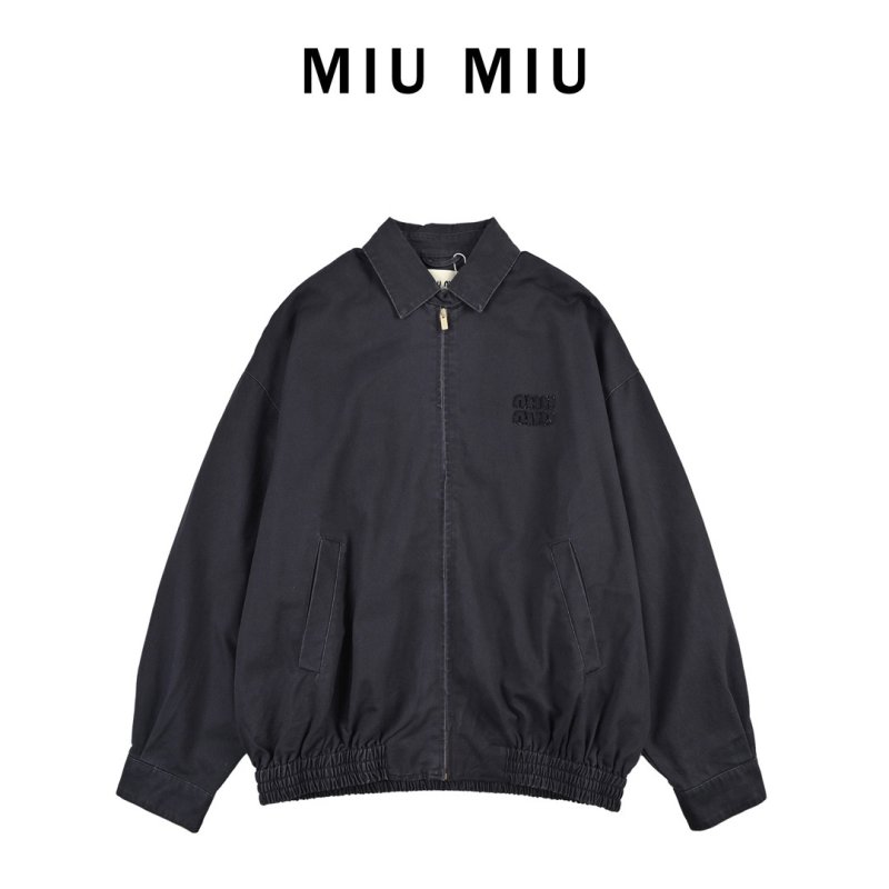 Miu Miu Navy Zip-Up Overshirt Jacket view