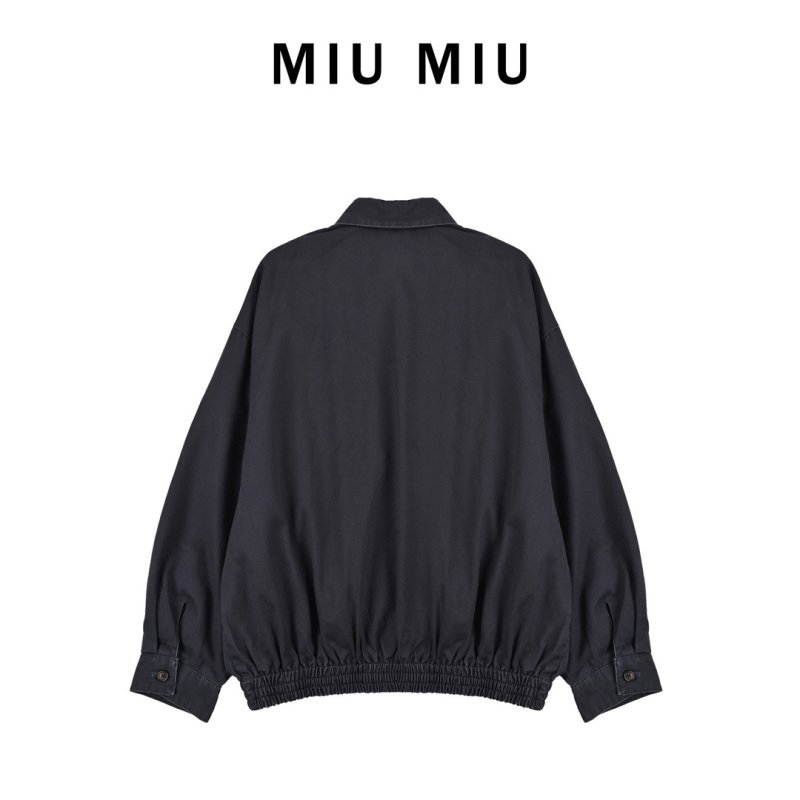 Miu Miu Navy Zip-Up Overshirt Jacket view