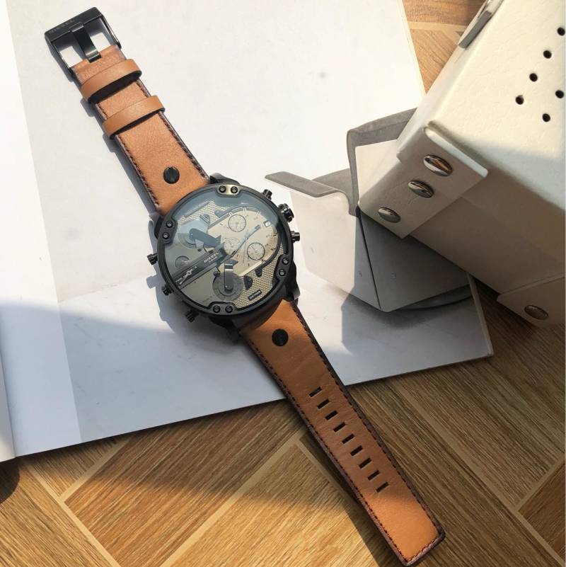 Diesel DZ7406 Chronograph Black & Tan Leather Watch