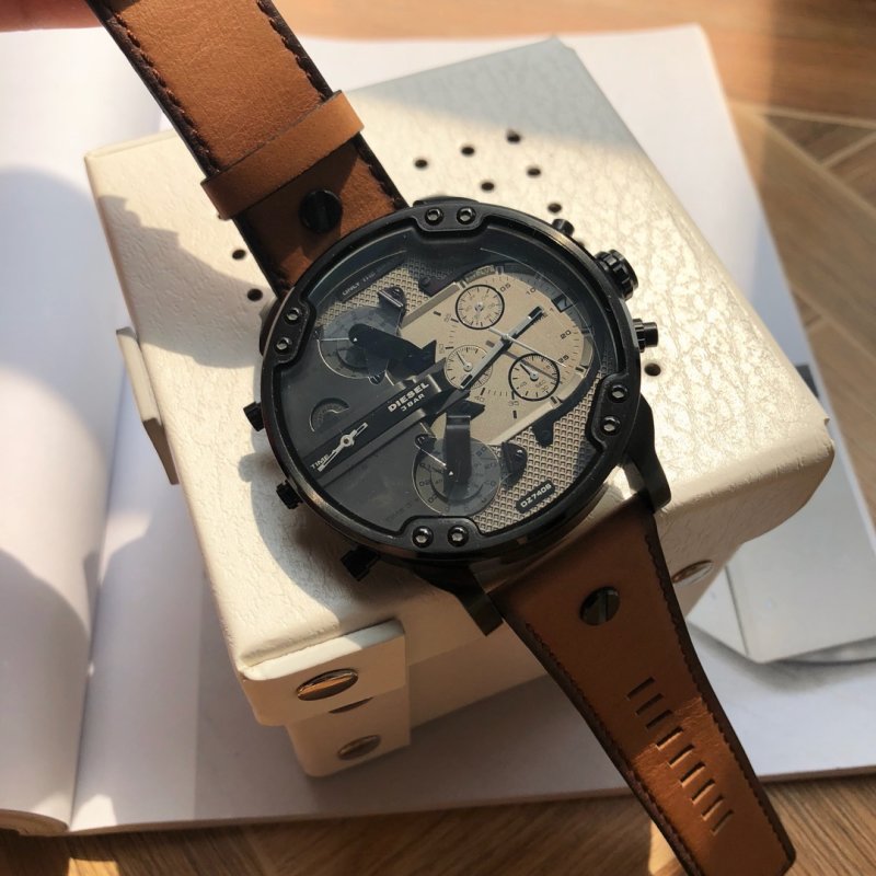 Diesel DZ7406 Chronograph Black & Tan Leather Watch view