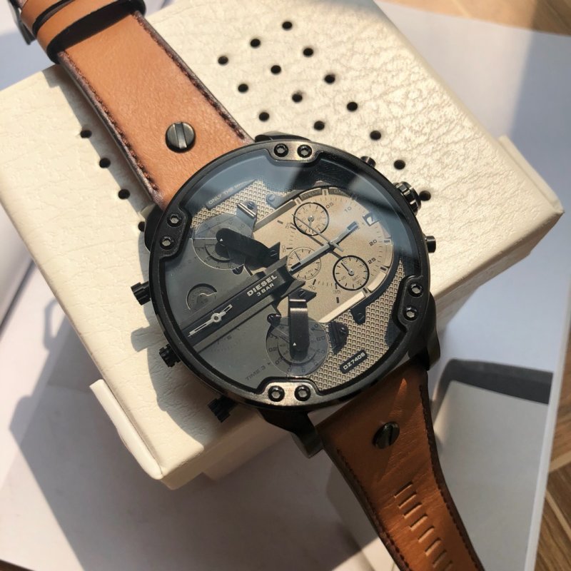 Diesel DZ7406 Chronograph Black & Tan Leather Watch view