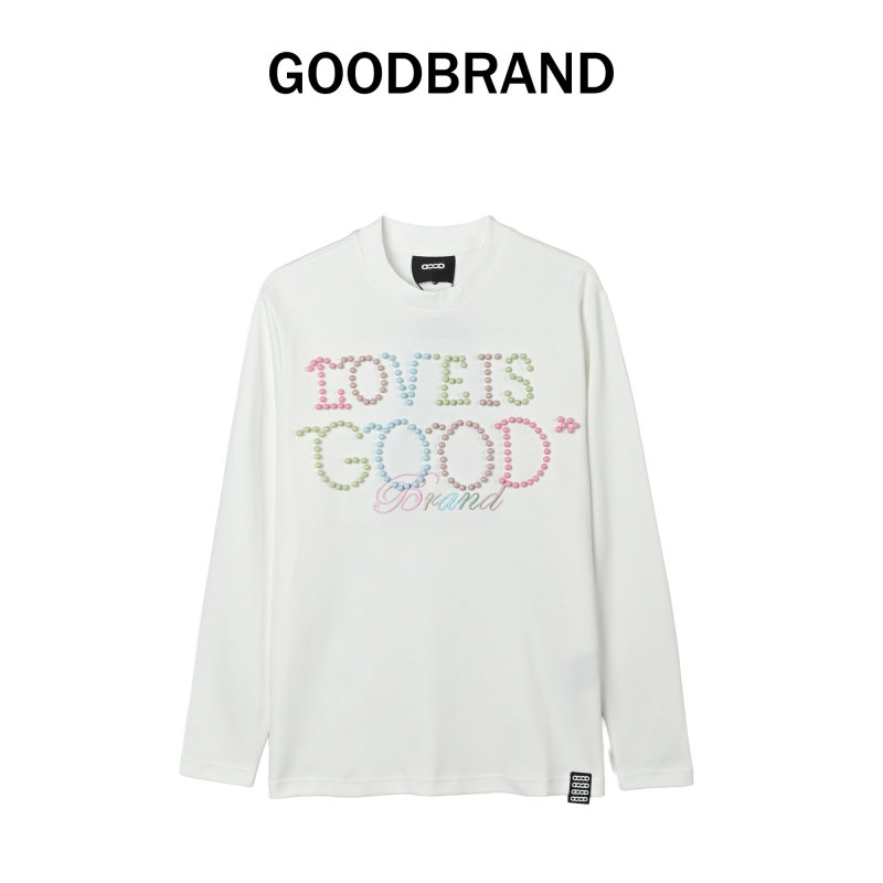 White Oversized Long Sleeve Graphic T-Shirt - Colorful Brand Print view