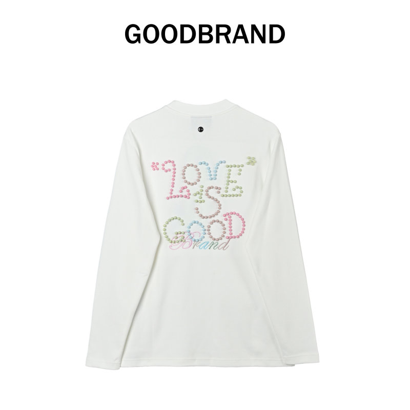 White Oversized Long Sleeve Graphic T-Shirt - Colorful Brand Print view