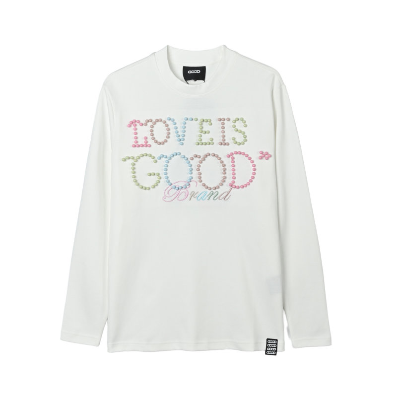 White Oversized Long Sleeve Graphic T-Shirt - Colorful Brand Print view