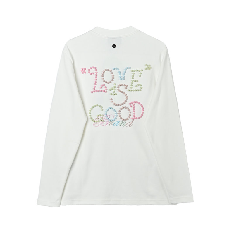 White Oversized Long Sleeve Graphic T-Shirt - Colorful Brand Print view