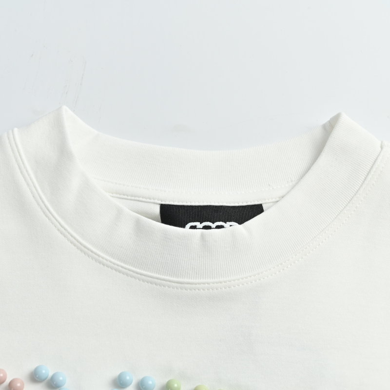 White Oversized Long Sleeve Graphic T-Shirt - Colorful Brand Print view