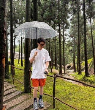 White Graphic Pocket T-Shirt with Orange Embroidered Logo view 3