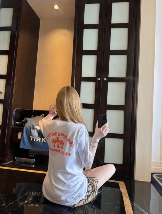 White Graphic Pocket T-Shirt with Orange Embroidered Logo view 4