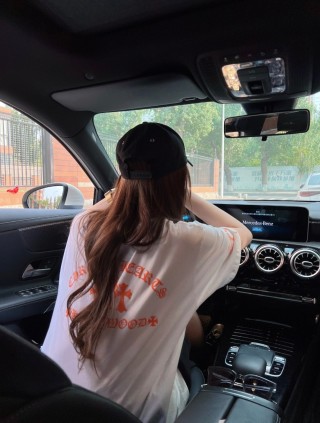White Graphic Pocket T-Shirt with Orange Embroidered Logo view 6