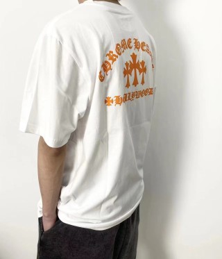 White Graphic Pocket T-Shirt with Orange Embroidered Logo view 8