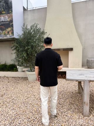 Black Short Sleeve Polo Shirt with Embroidered Logo view 3