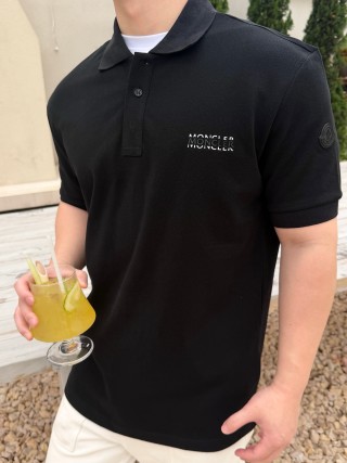 Black Short Sleeve Polo Shirt with Embroidered Logo view 5