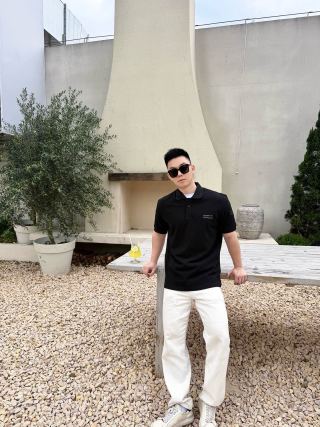Black Short Sleeve Polo Shirt with Embroidered Logo view 6