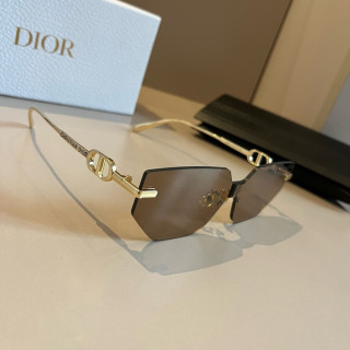 Dior Rimless Shield Sunglasses Gold & Brown