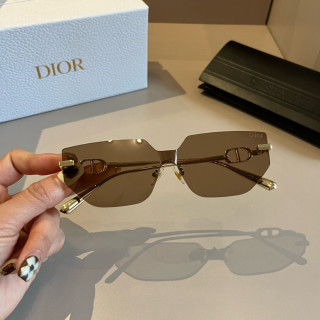 Dior Rimless Shield Sunglasses Gold & Brown view 2