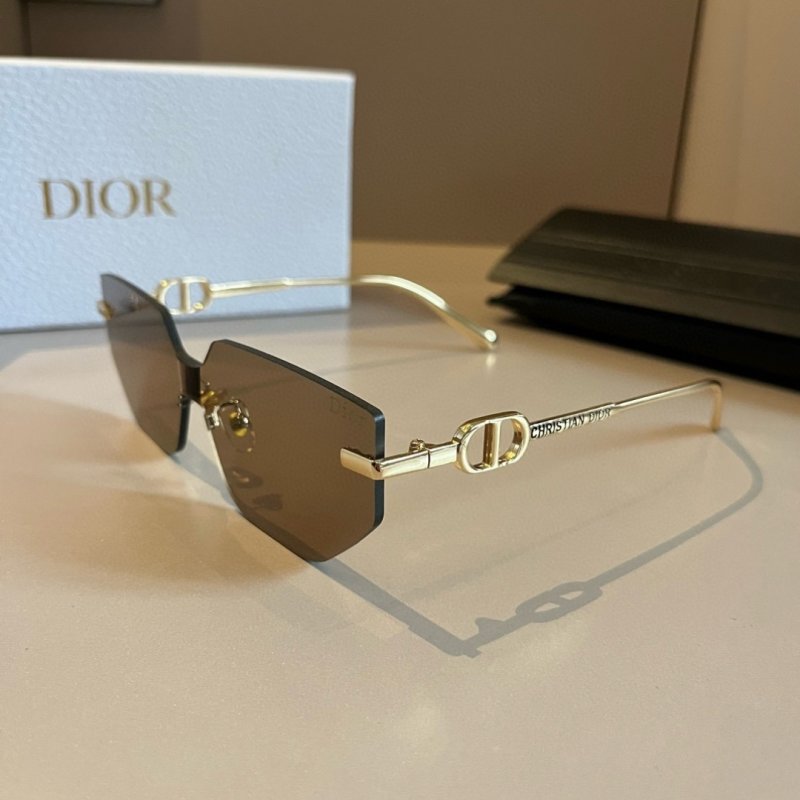 Dior Rimless Shield Sunglasses Gold & Brown view