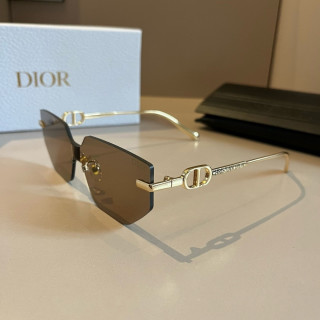 Dior Rimless Shield Sunglasses Gold & Brown view 3