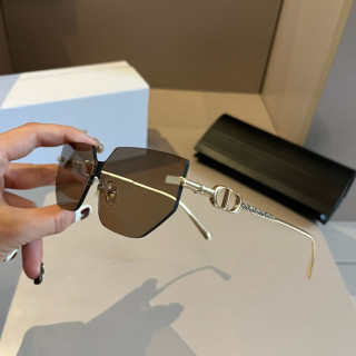 Dior Rimless Shield Sunglasses Gold & Brown view 4