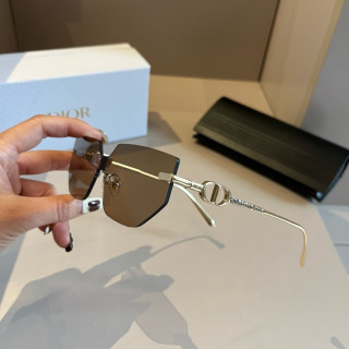 Dior Rimless Shield Sunglasses Gold & Brown view 5