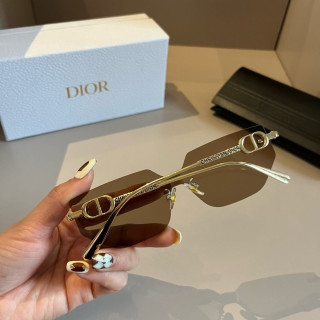 Dior Rimless Shield Sunglasses Gold & Brown view 6