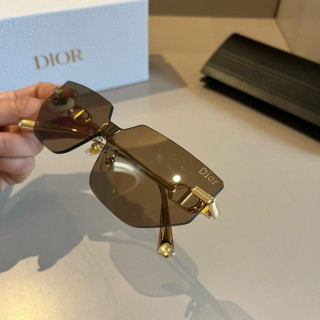 Dior Rimless Shield Sunglasses Gold & Brown view 7